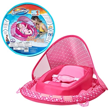 SwimWays Infant Baby Spring Float with Adjustable Sun Canopy - Ultimate Water Safety