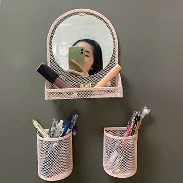 Svartur Pink Locker Shelf Kit with Mirror & Cup Accessories