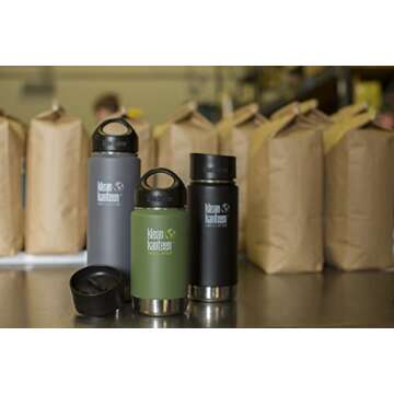 Klean Kanteen Wide Vacuum Insulated Water Bottle, Brushed Stainless, 12 oz