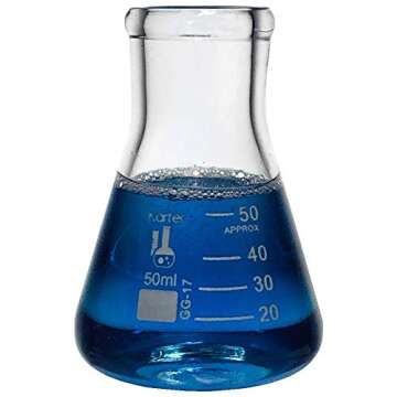 Glass Erlenmeyer Flask Set with Magnetic Stir Bar - 3 Sizes - 50, 150 and 250ml, 3.3 Borosilicate Gl...