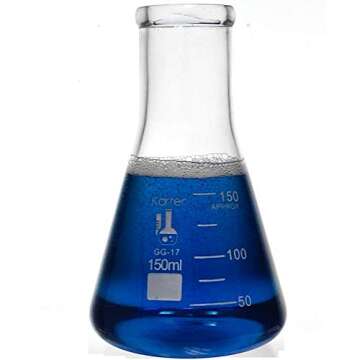 Glass Erlenmeyer Flask Set with Magnetic Stir Bar - 3 Sizes - 50, 150 and 250ml, 3.3 Borosilicate Glass, Karter Scientific 214U7