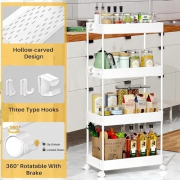 SPACEKEEPER Rolling Storage Cart for Home and Office