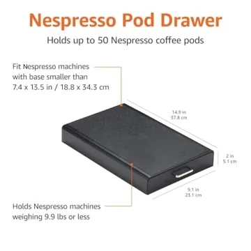 Nespresso Pod Holder with Storage Drawer - 50 Capsule Capacity