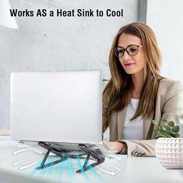 Laptop Stand, Adjustable Height Portable Laptop Riser, Ergonomic Collapsible Aluminum Alloy Laptop Stand,Compatible with MacBook, iPad, HP, Lenovo, Dell, 10-15.6” Laptops & Tablets