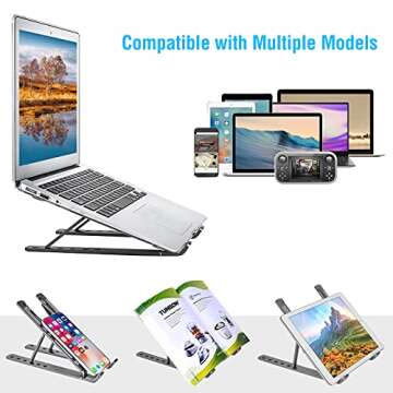 Laptop Stand, Adjustable Height Portable Laptop Riser, Ergonomic Collapsible Aluminum Alloy Laptop Stand,Compatible with MacBook, iPad, HP, Lenovo, Dell, 10-15.6” Laptops & Tablets