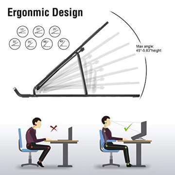 Laptop Stand, Adjustable Height Portable Laptop Riser, Ergonomic Collapsible Aluminum Alloy Laptop Stand,Compatible with MacBook, iPad, HP, Lenovo, Dell, 10-15.6” Laptops & Tablets