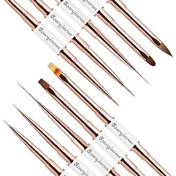 Nail Art Bushes Set, Professional 5Pcs Double-Ended Nail Brush Kit for Details, Long Lines, Ombre & ...