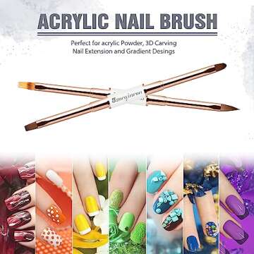 Nail Art Bushes Set, Professional 5Pcs Double-Ended Nail Brush Kit for Details, Long Lines, Ombre & 3D Design-Perfect for DIY Manicures & Salons (White)