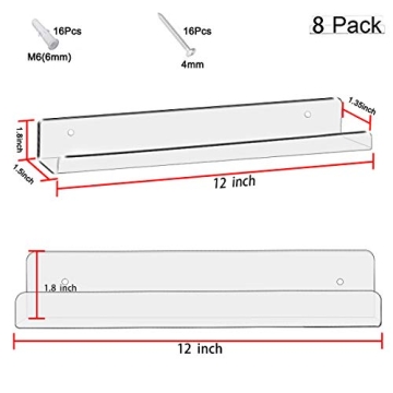 Cerpourt 8-Pack Clear Vinyl Record Display Shelf for Music Lovers