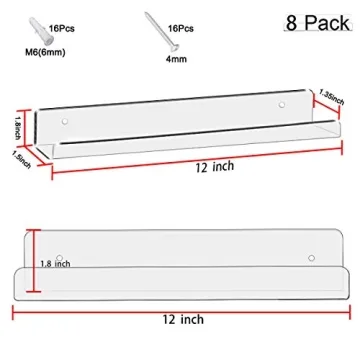 Cerpourt 8-Pack Clear Vinyl Record Display Shelf for Music Lovers