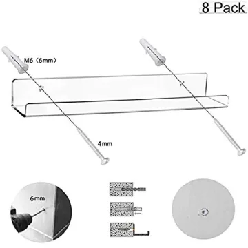 Cerpourt 8-Pack Clear Vinyl Record Display Shelf for Music Lovers