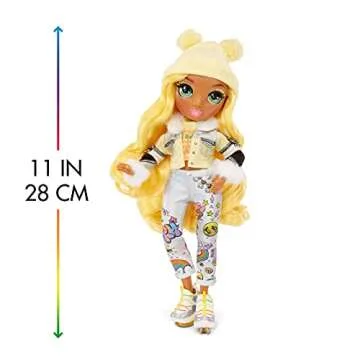Rainbow High Winter Break Sunny Madison – Yellow Fashion Doll and Playset with 2 Designer Outfits, Pair of Skis & Accessories