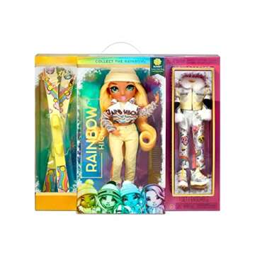Rainbow High Winter Break Sunny Madison – Yellow Fashion Doll and Playset with 2 Designer Outfits, Pair of Skis & Accessories