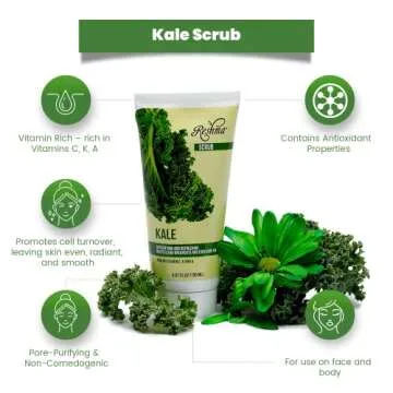 Reshma Beauty Kale Scrub | Dual Action Cleanser Face & Body Scrub | Gentle for All Skin Types and Dull Skin|Purifying and Hydrating| Enhances Natural Glow| Cruelty Free (Pack of 1), 5.07 oz