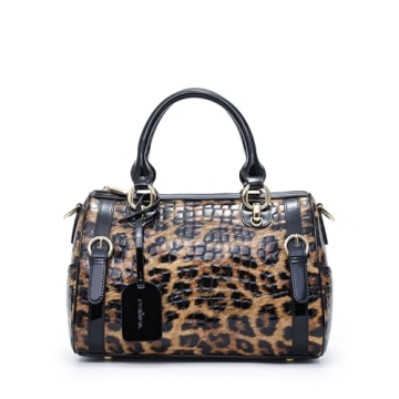 FEIMINA High-End Leopard Print Genuine Leather Handbag for Women, Stylish & Versatile Tote Purse