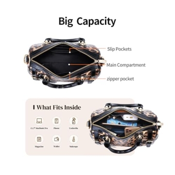 FEIMINA Stylish Genuine Leather Leopard Handbag for Women