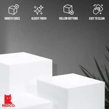 Red Co. Set of 3 Glossy White Acrylic Cube Display Nesting Risers with Hollow Bottoms - 2 Pack