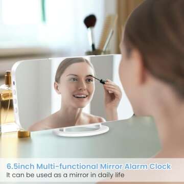 Muoigoe Digital Alarm Clock,Large Display LED And Mirror Desk Clock With Dual USB Charger Ports, 3 L...