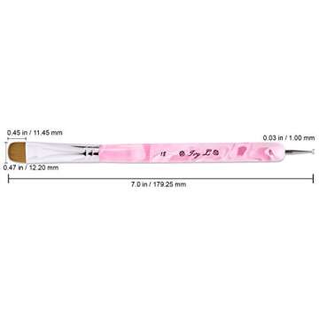 Ivy L Premium 2 Way French Gel Acrylic Nail Art Kolinsky Brush with Dotting Tool for Professional Ma...