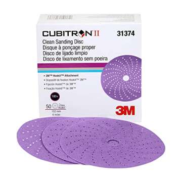 3M Cubitron II Hookit Clean Sanding Abrasive Disc 31374, 6 in, 180+ Grade, Pack of 50 Discs, Virtual...