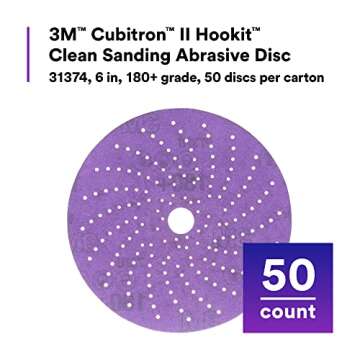 3M Cubitron II Hookit Clean Sanding Abrasive Disc 31374, 6 in, 180+ Grade, Pack of 50 Discs, Virtually Dust-Free, High Performance, Long Lasting, Multi-Hole Pattern, Feather Edging, Stock Removal