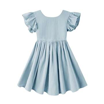 Dutebare Toddler Baby Girls Dress Cotton Linen Ruffle Sleeveless Halter Kids Casual Beach Dresses Li...