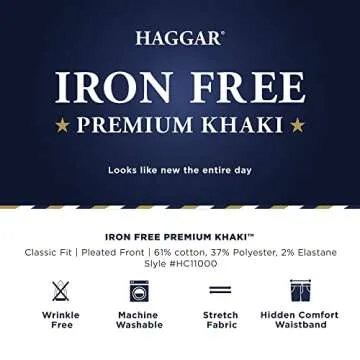 Haggar Men's Iron Free Khaki Classic Fit Expandable Pants