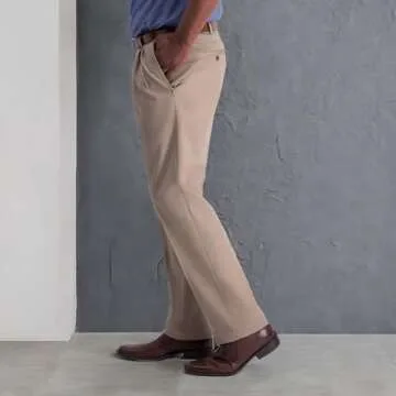 Haggar Men's Iron Free Khaki Classic Fit Expandable Pants