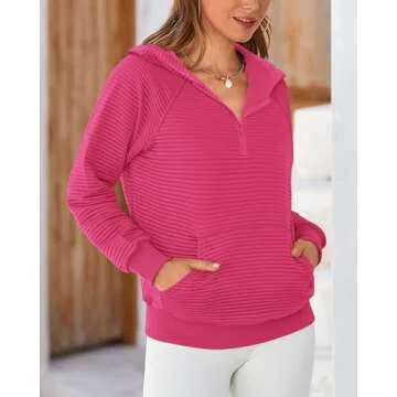 BTFBM Women's Fall Casual Quarter Zip Sweatshirt