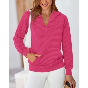 BTFBM Women's Fall Casual Quarter Zip Sweatshirt