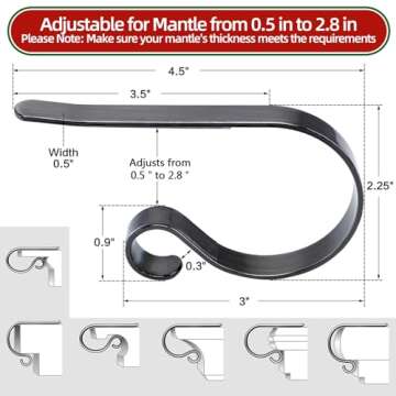 Scratch-Free Adjustable Stocking Holders for Mantle