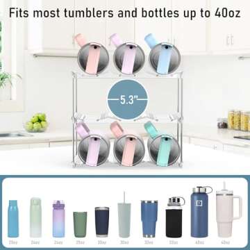 HAILMAJOR Upgraded Larger Water Bottle Organizer for Stanley 40 oz Tumbler with Handle, Stanley Cup Organizer for Cabinet, Kitchen Storage for Accessories, Tumbler Mug Cup Hold 9