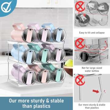 HAILMAJOR Upgraded Larger Water Bottle Organizer for Stanley 40 oz Tumbler with Handle, Stanley Cup Organizer for Cabinet, Kitchen Storage for Accessories, Tumbler Mug Cup Hold 9
