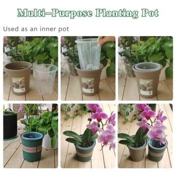 pavtner Orchid Pot 6.3Inch 4 Pack, Clear Platics Orchid pots with Holes, Planter Pot for Repotting Orchids and Other Flowers