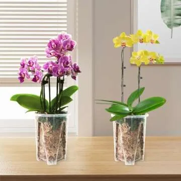 pavtner Orchid Pot 6.3Inch 4 Pack, Clear Platics Orchid pots with Holes, Planter Pot for Repotting Orchids and Other Flowers