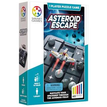 SmartGames Asteroid Escape Travel Sliding Puzzle Game Featuring 60 Challenges for Ages 8-Adult