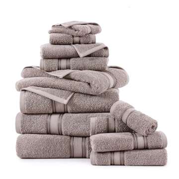 LANE LINEN Luxury Bath Towels Set - 12 Piece Set, 100% CottonBathroom Towels, Zero Twist, Shower Tow...