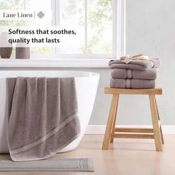 LANE LINEN Luxury Bath Towels Set - 12 Piece Set, 100% CottonBathroom Towels, Zero Twist, Shower Towels, Extra Absorbent Bath Towel, Super Soft, 4 Bath Towels, 4 Hand Towels, 4 Wash Cloths - Platinum