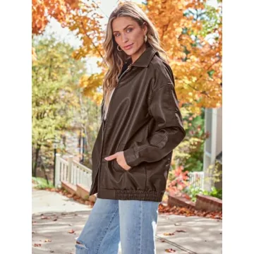 Oversized Faux Leather Jacket for Trendy Fall Fashion