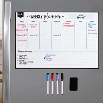 Cinch! 17x12-Inch Magnetic Weekly Planner for Fridge - Weekly Calendar and Meal Planner - Stain Resi...