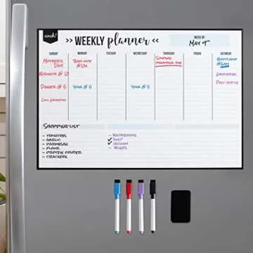 Cinch! 17x12-Inch Magnetic Weekly Planner for Fridge - Weekly Calendar and Meal Planner - Stain Resi...