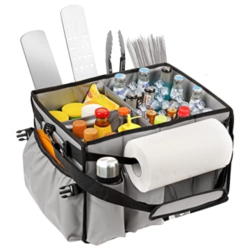 Large BBQ Caddy with Paper Towel Holder and Storage