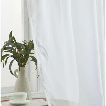 HLC.ME White Window Curtain Sheer Voile Panels for Small Windows, Kitchen, Living Room and Bedroom (54 x 54 inches Long, Set of 2)