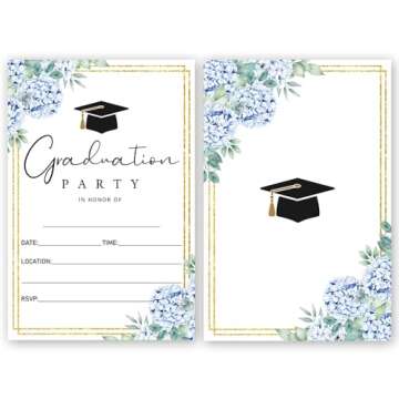 FujLoy 20 Cards with Envelopes, graduation party invitations 2024, 2024 College, High School, University Grad Celebration.（BT2） (Blue 084)