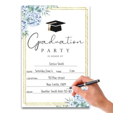 FujLoy 20 Cards with Envelopes, graduation party invitations 2024, 2024 College, High School, University Grad Celebration.（BT2） (Blue 084)