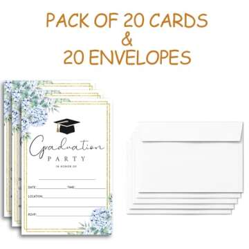 FujLoy 20 Cards with Envelopes, graduation party invitations 2024, 2024 College, High School, University Grad Celebration.（BT2） (Blue 084)