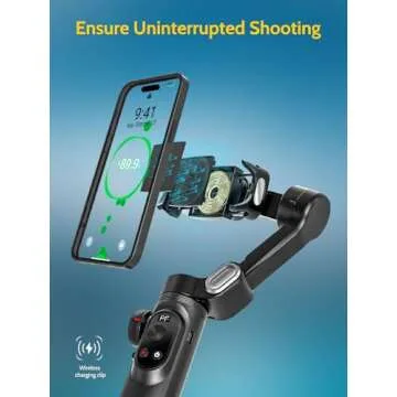 AOCHUAN Gimbal Stabilizer for Smartphone, Gimbal w/Wireless Charging iPhone Gimbal for iPhone 15 Pro Max/Android Foldable 3-Axis Handheld Phone Gimbal for Video Recording Face Tracking-Smart X Pro