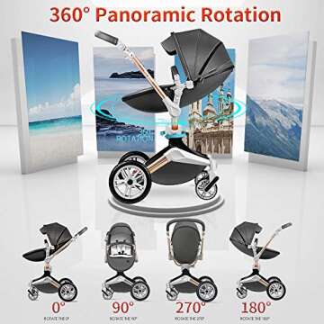 Hot Mom Baby Stroller 360 Rotation Function Pushchair Pram(Dark Grey)