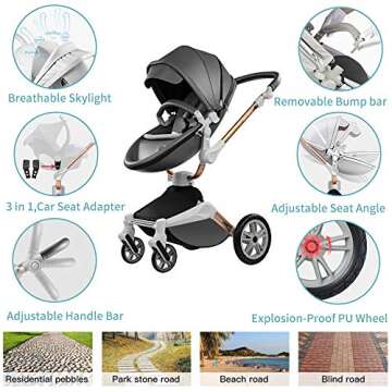 Hot Mom Baby Stroller 360 Rotation Function Pushchair Pram(Dark Grey)