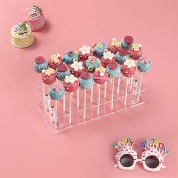 ANDGOO 2-Pack Cake Pop Stand, 21 Holes Lollipop Holder Clear Acrylic Cake Pop Stand Display Cake Pop...